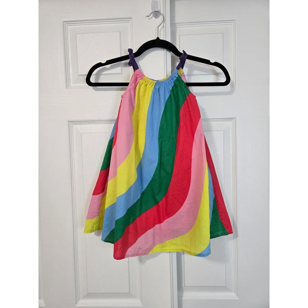 Mini Boden Girls Rainbow Wave Sundress Multi Color Cotton Dress 4-5Y 110cm